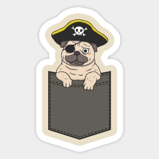 Pirate Pug Pocket Sticker